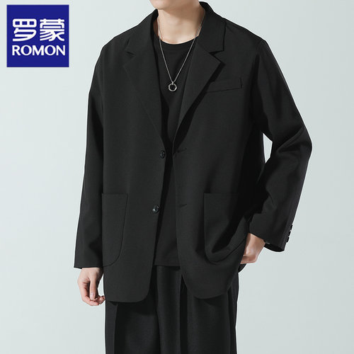 罗蒙休闲西装外套男春秋宽松百搭DK制服男装高级感痞帅轻熟风西服