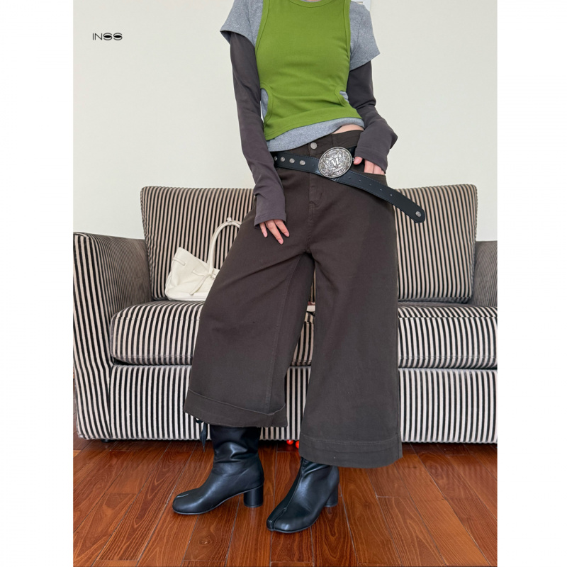 INSS十三行秋季新款口袋刺绣七分