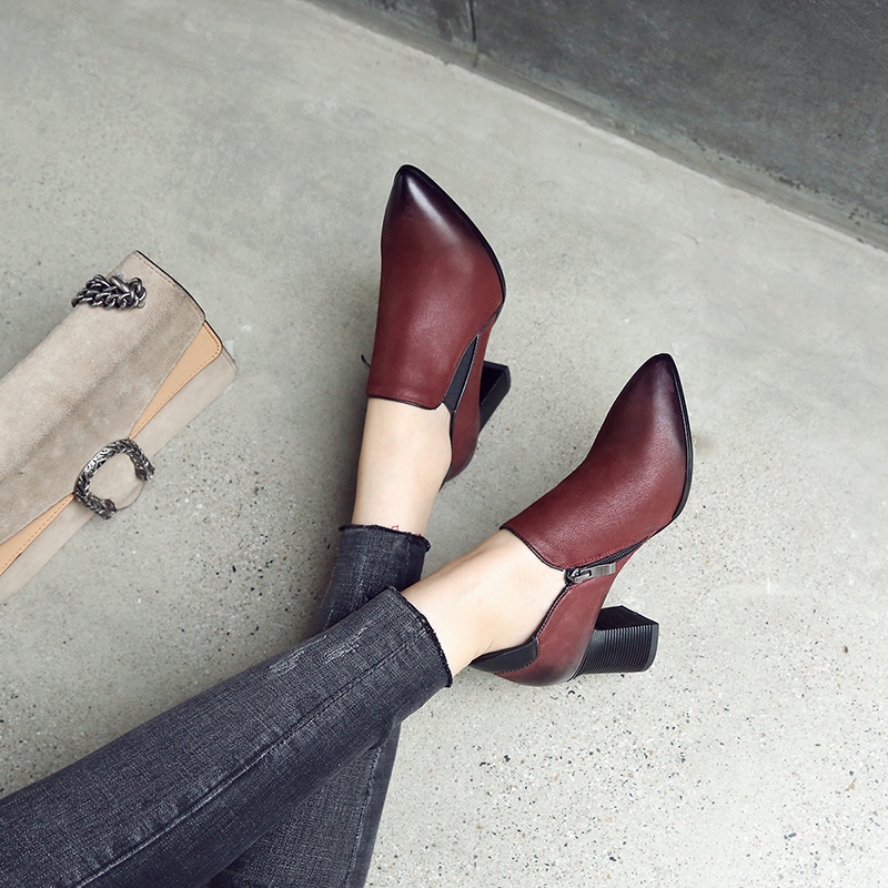 2020 new pattern spring and autumn Large size shoes 41-43 genuine leather 40 With crude High-heeled Tip Versatile Single shoesin the Women's Shoes, Low shoes  category - from Buy2taobao.com to provide professional Taobao agent buy service