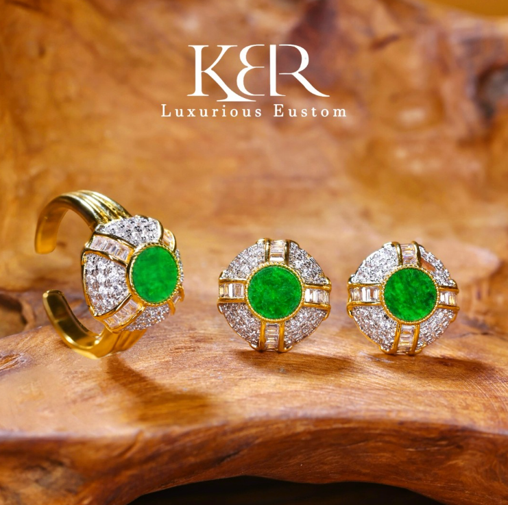 【悟空粉丝专享】天然A货缅甸翡翠圆牌开口耳饰KBR50624001