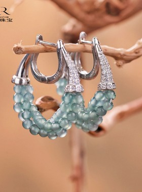 【颖有尽有】天然A货翡翠小米珠麻花耳饰多样性发 KBR1016003