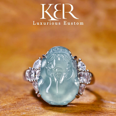 【颖有尽有】新款高定天然A货翡翠高冰翡翠貔貅戒指KBR0326001
