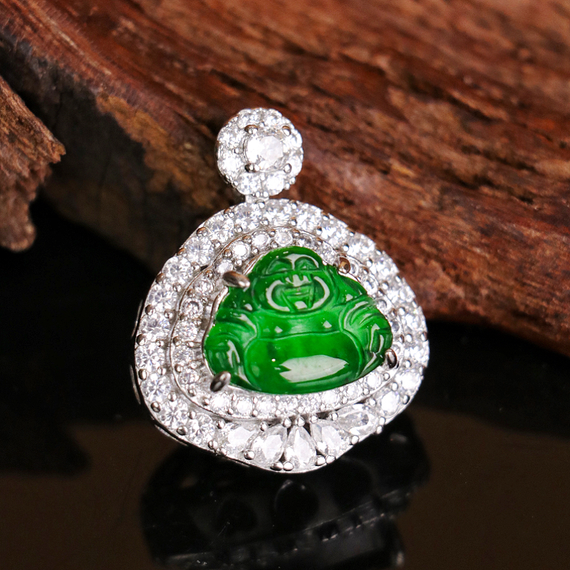 【颖有尽有】高级定制天然A货翡翠满绿佛公吊坠JJHJ051025003