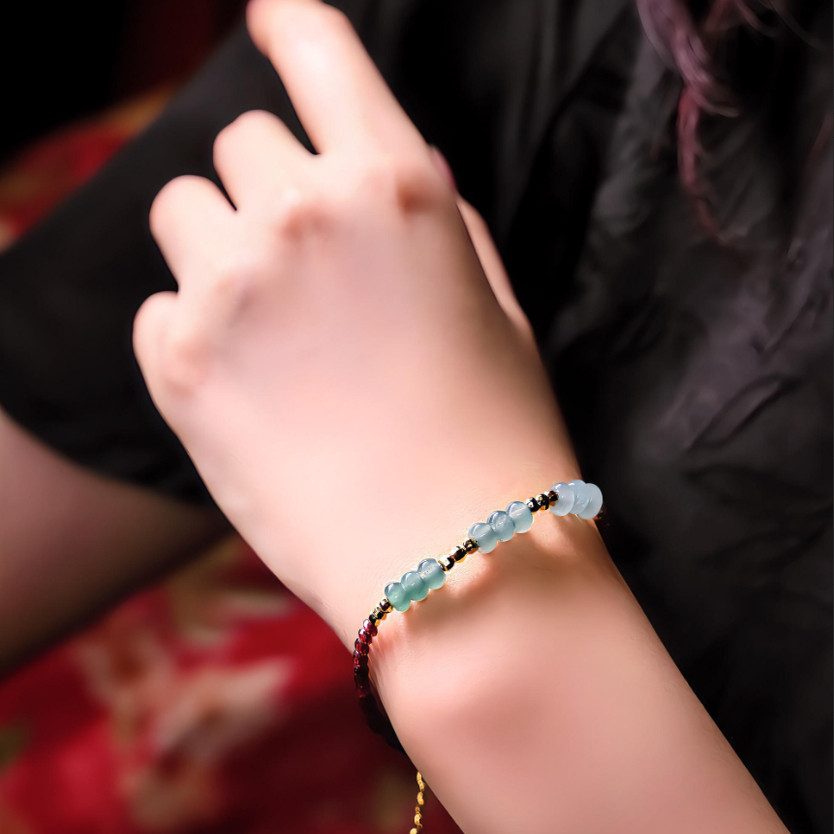 新款天然A货翡翠石榴石手链手串简约百搭时尚女款KBR0718001,珠宝/钻石/翡翠,手链/手串,淘宝优惠券,粉丝福利购,淘宝优惠卷