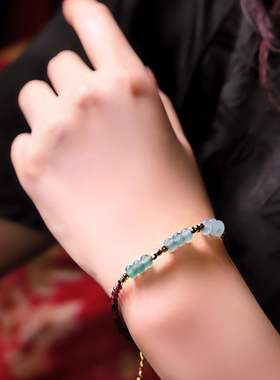 新款天然A货翡翠石榴石手链手串简约百搭时尚女款KBR0718001