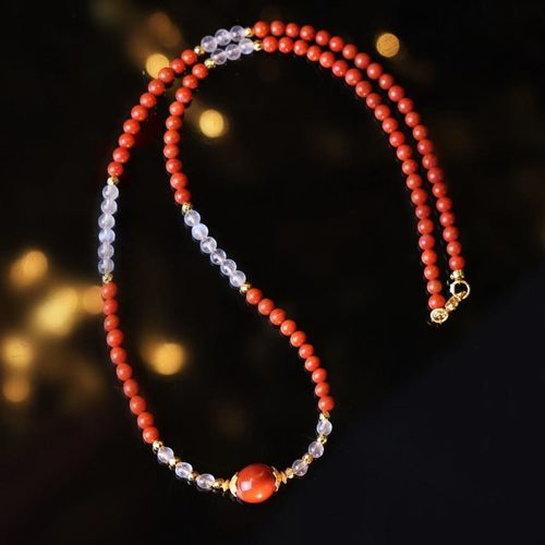 高定设计款天然保山南红鱼跃龙门项链大气百搭气质款JJCZ0322012