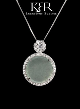 【悟空粉丝专享】高定设计天然A货翡翠冰种圆牌无事牌KBR1222004