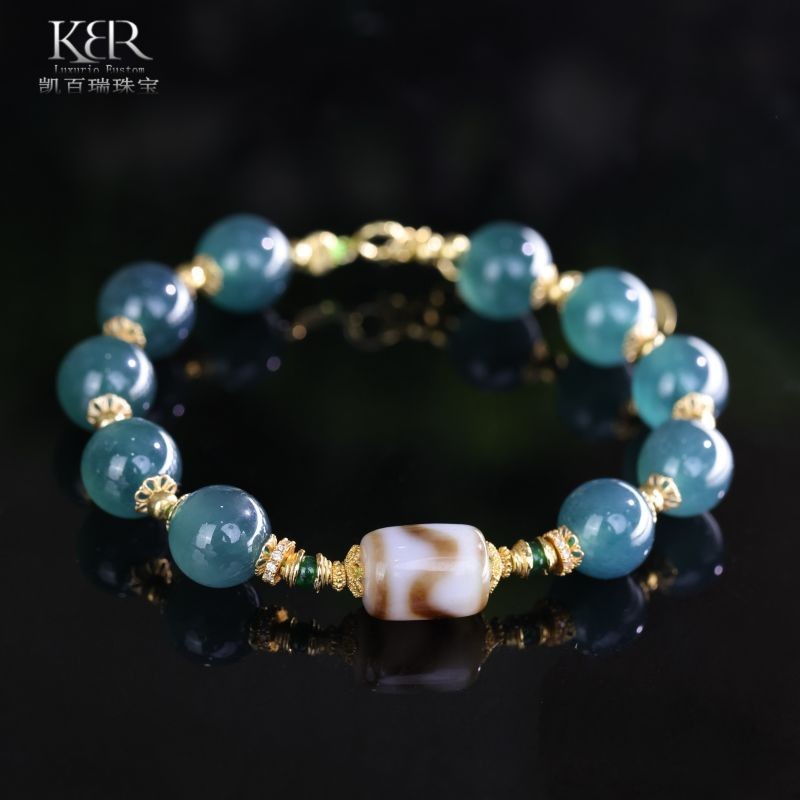 【颖有尽有】高货冰种天然A货翡翠S925银圆珠手串百搭 KBR0303009