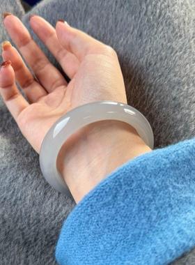 【颖有尽有】新款天然冰烟紫和田玉手镯百搭JJLLF51211005