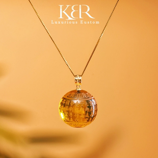 【颖有尽有】设计18K金扣头天然琥珀蓝珀心经项链KBRZX0514001