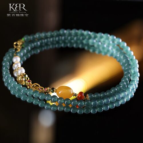 【颖有尽有】新款天然A货翡翠S925银珠串项链手链简约KBR0108007
