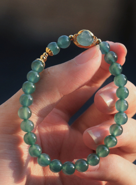 高定设计款天然A货翡翠佛公高货圆珠手串手链时尚百搭KBR1010001