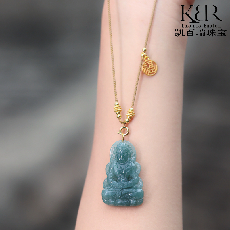 【颖有尽有】新款度母天然A货翡翠吊坠挂饰项链时尚KBR0830005