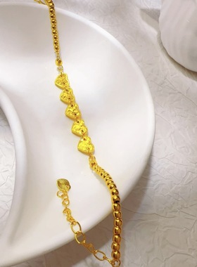 沙金新款碎冰冰五花爱心光珠手链