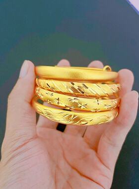 金店同款喷砂宽版推拉手镯