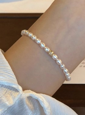 s925纯银天然淡水小米珍珠手链