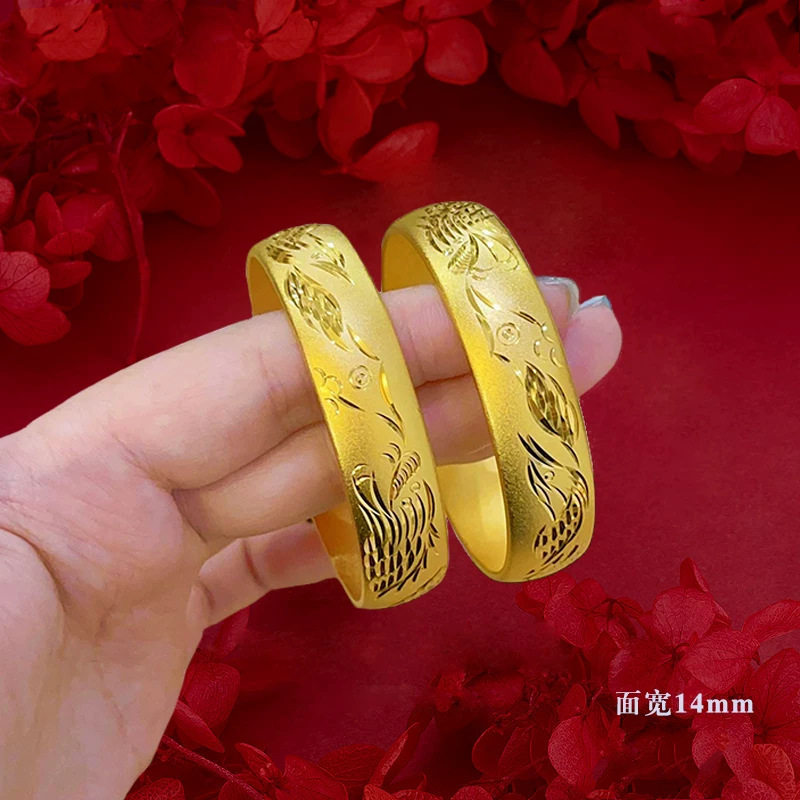 金店同款沙金饰品龙凤开口手镯女小众设计感手饰轻奢感仿真不掉色