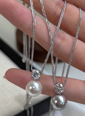 S925银戴妃单颗珍珠锁骨链