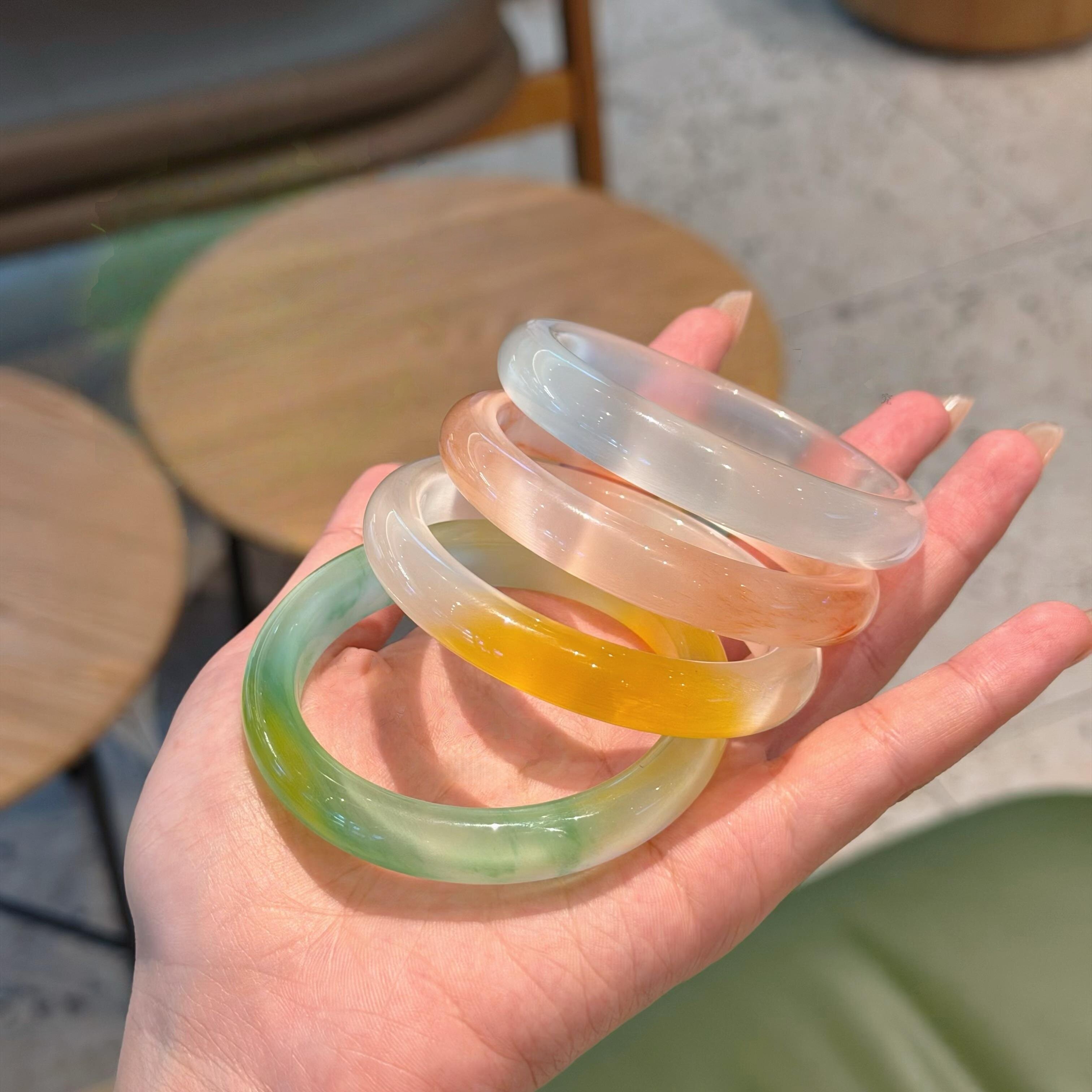 新中式天然高冰透猫眼玉镯女款