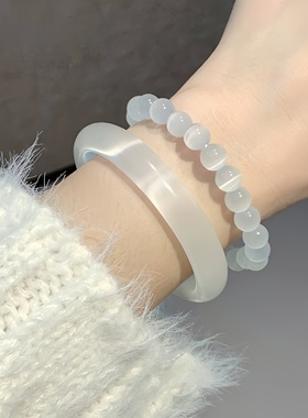 白月光手镯女款高冰透玉髓镯子
