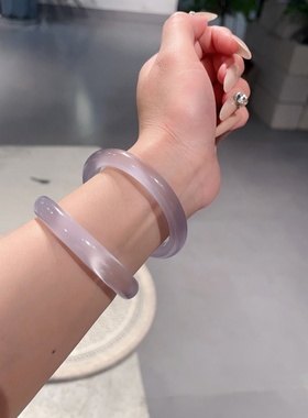 白月光紫罗兰手镯女士冰种玉镯子
