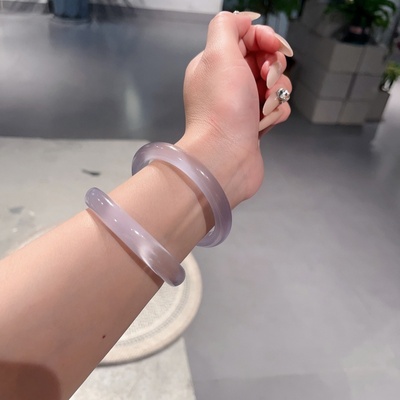 白月光紫罗兰手镯女士冰种玉镯子