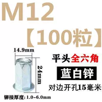 M12 (100 капсул) белая цинк плоская головка все шесть уголков
