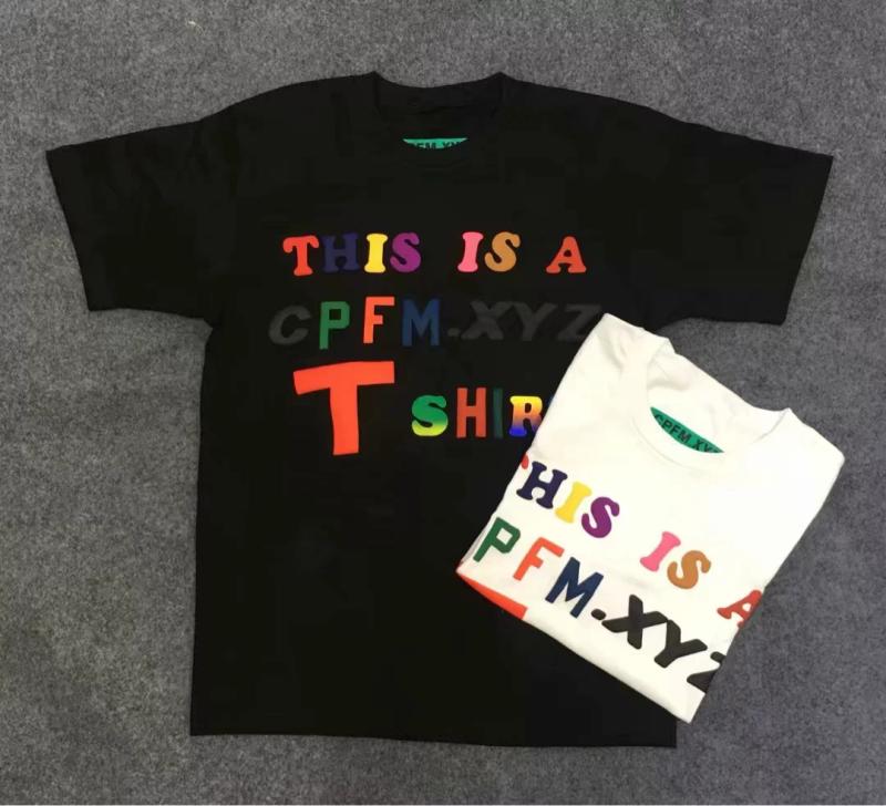 Kanye ·Æ¶Í¬¿î ²ÊÉ«×Öĸ T-SHIRT INS RapparÁ¢ÌåÓ¡»¨¶ÌÐäTÐô