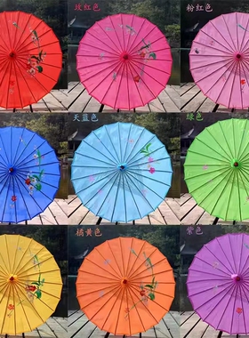 绸布绿色白色伞古典江南伞演出伞伞舞蹈用伞跳舞伞油纸伞co包邮