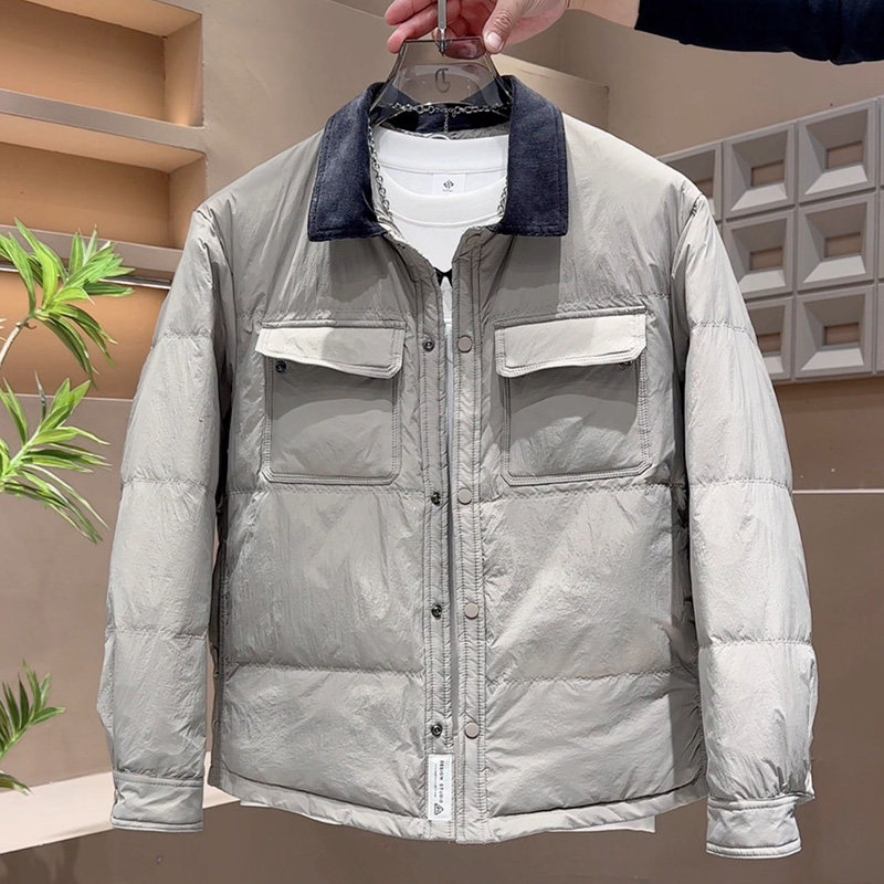 冬季新款轻薄高级感羽绒服男士休闲百搭短款夹克高端简约痞帅外套