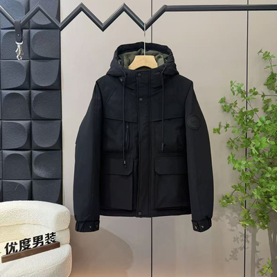 高端白鸭绒羽绒服男士2025新款冬季加厚保暖冲锋衣男外套男款冬装