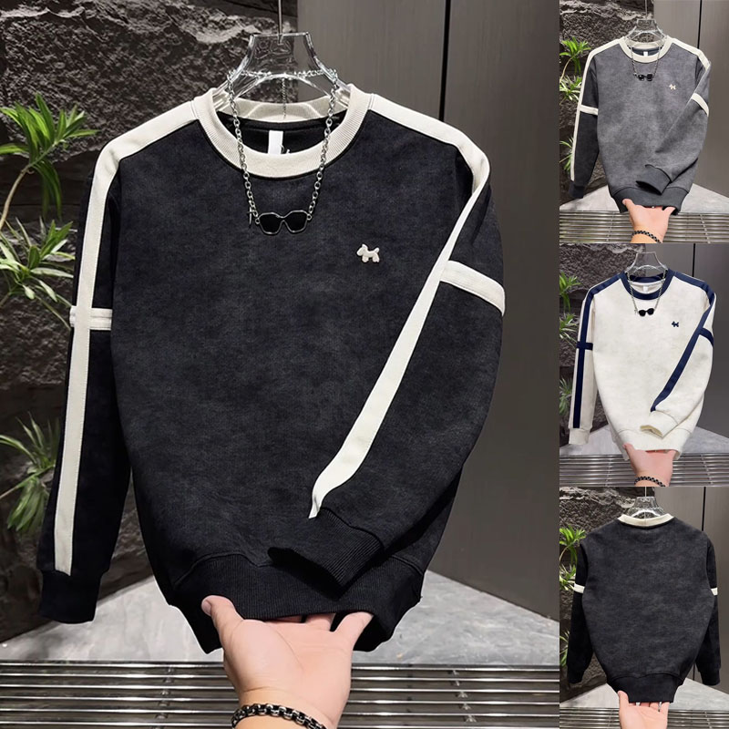 扎染圆领卫衣时尚百搭拼接条纹