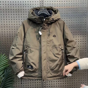 男2025冬季高品质拼接羽绒服潮牌美式痞帅加厚保暖防寒冲锋衣外套