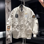 美式 薄款 休闲夹克刺绣徽章贴标棒球服百搭拼接潮牌男 新款 2025春季