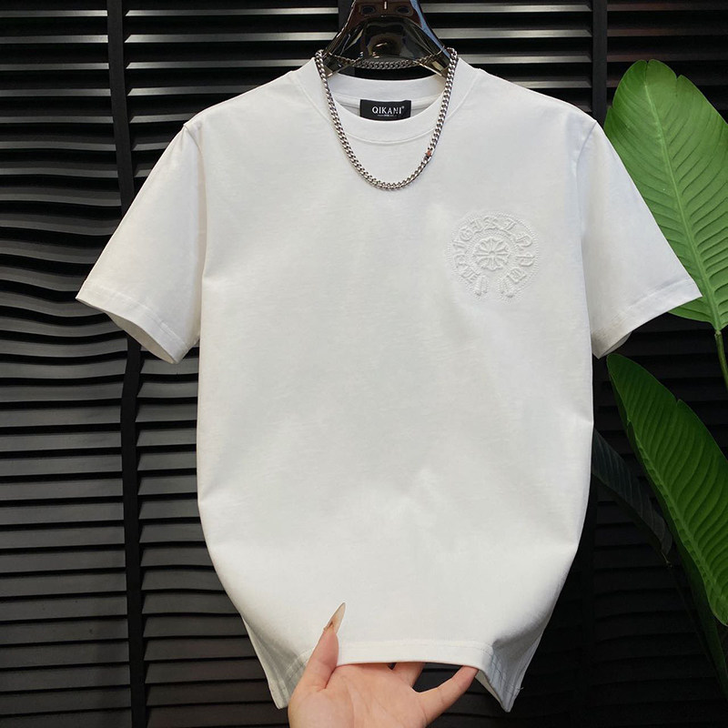 休闲纯色韩版男士潮流痞帅宽松时尚简约个性印花青春流行圆领短袖