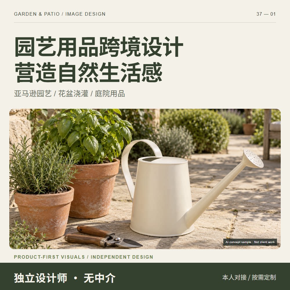 亚马逊园艺庭院用品图片设计花盆浇灌工具主图详情页跨境英文定制