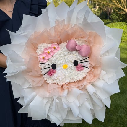hellokitty永生花不凋谢真花哈喽KT凯蒂猫花束送女友闺蜜生日礼物