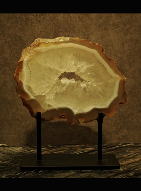 壹铭汇中古风天然玛瑙石装饰品摆件侘寂风样板间书房天然石头陈设