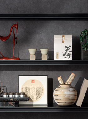 壹铭汇新中式样板间高级感摆件茶室博古架书柜售楼处软装饰品