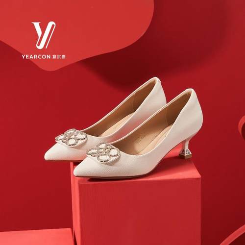 意尔康女鞋优雅气质尖头细高跟