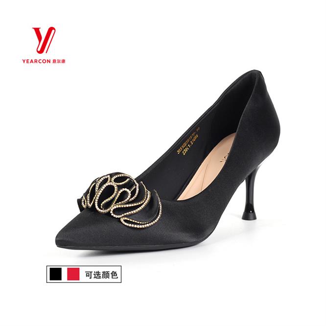 意尔康女鞋时尚尖头细高跟单鞋