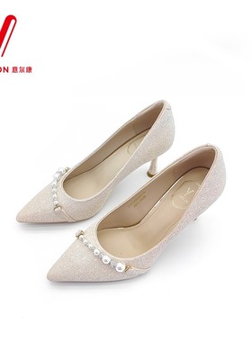 意尔康单鞋女鞋2024新款夏季配裙子细高跟不灵不灵S152GA36265U