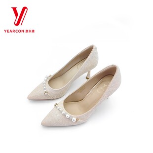 意尔康单鞋女鞋2024新款夏季配裙子细高跟不灵不灵S152GA36265U