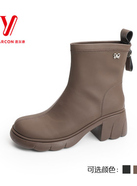 意尔康短靴女2025新款秋季新款粗跟时装百搭瘦瘦靴潮5662AH12994U