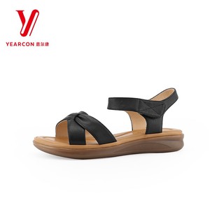 妈妈鞋 厚底时尚 S364AL04055Y 女软底不累脚今年新款 意尔康真皮凉鞋