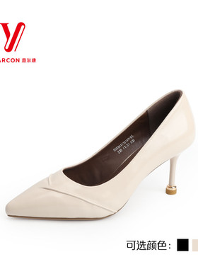 意尔康女鞋2025秋季新款真皮气质小众尖头高跟鞋婚鞋5552AA11819Y
