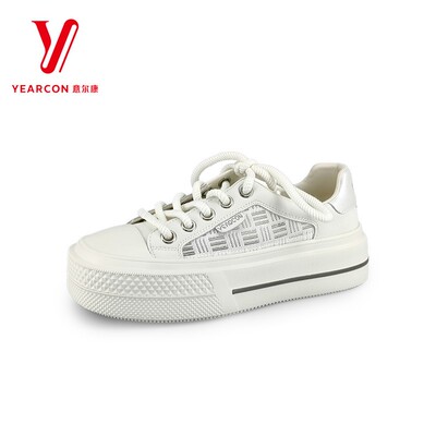 意尔康女鞋2025新款小白鞋网面透气厚底增高休闲板鞋5271AD09327Y
