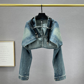 牛仔外套女2024年春季 新款 小个子修身 超短款 显瘦ins欧货长袖 上衣