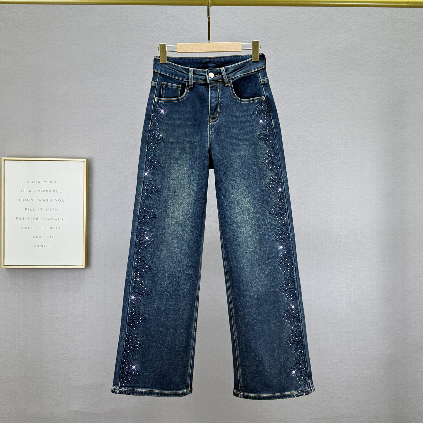 加绒牛仔裤女阔腿裤2025冬季新款