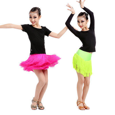 儿童拉丁舞流苏裙分体女童短袖练功服演出舞台恰恰动感新款长短袖在类目 童装/婴儿装/亲子装, 儿童演出服中 - 来自Buy2taobao.com提供专业的淘宝代购服务